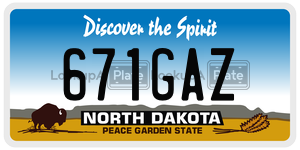 671GAZ  license plate in ND
