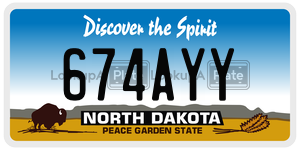 674AYY  license plate in ND