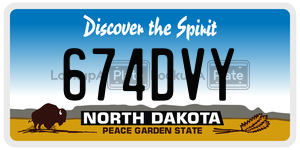 674DVY  license plate in ND