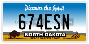 674ESN  license plate in ND