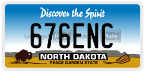 676ENC  license plate in ND