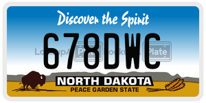 678DWC  license plate in ND