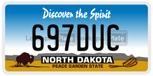 697DUC  license plate in ND