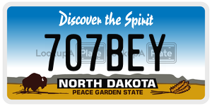 707BEY  license plate in ND