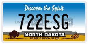 722ESG  license plate in ND