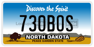 730BOS  license plate in ND