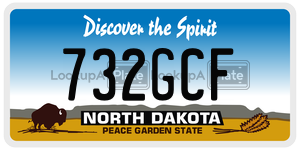 732GCF  license plate in ND
