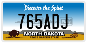 765ADJ  license plate in ND