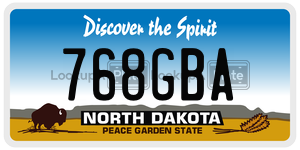 768GBA  license plate in ND
