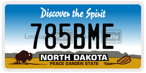 785BME  license plate in ND