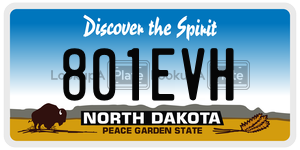 801EVH  license plate in ND