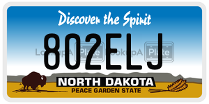 802ELJ  license plate in ND