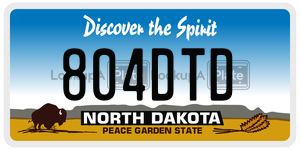 804DTD  license plate in ND