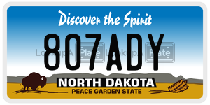 807ADY  license plate in ND