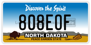 808EOF  license plate in ND