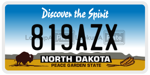 819AZX  license plate in ND