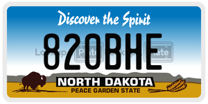 820BHE  license plate in ND