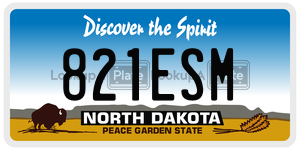821ESM  license plate in ND