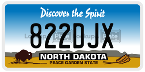 822DJX  license plate in ND