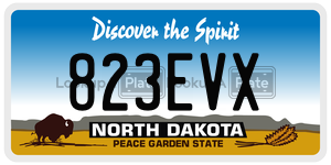 823EVX  license plate in ND