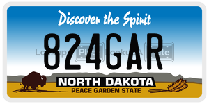824GAR  license plate in ND