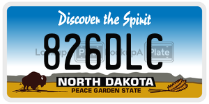 826DLC  license plate in ND