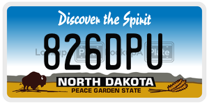 826DPU  license plate in ND