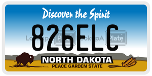 826ELC  license plate in ND