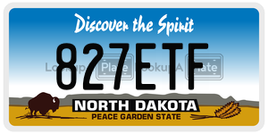 827ETF  license plate in ND