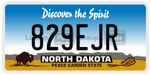 829EJR  license plate in ND