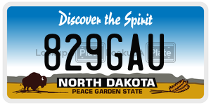 829GAU  license plate in ND