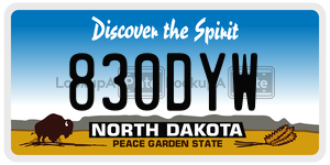 830DYW  license plate in ND