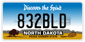832BLD  license plate in ND