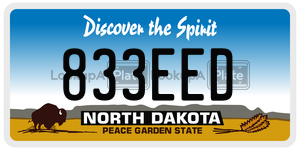 833EED  license plate in ND