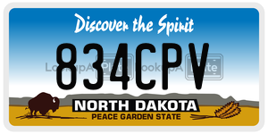 834CPV  license plate in ND