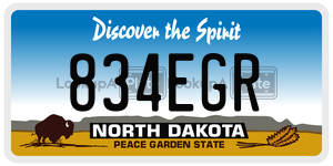 834EGR  license plate in ND