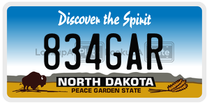 834GAR  license plate in ND