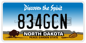 834GCN  license plate in ND