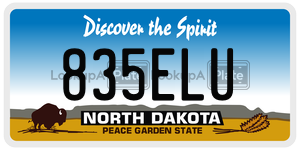835ELU  license plate in ND