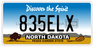 835ELX  license plate in ND