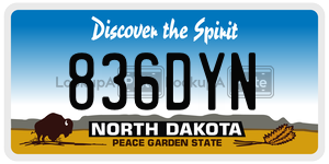 836DYN  license plate in ND