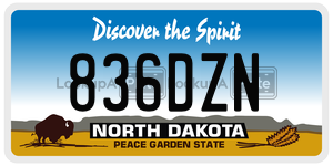 836DZN  license plate in ND