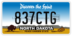837CTG  license plate in ND