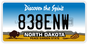 838ENW  license plate in ND