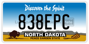838EPC  license plate in ND
