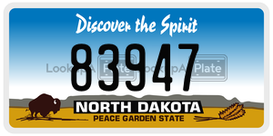 83947  license plate in ND