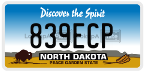 839ECP  license plate in ND