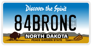 84BRONC  license plate in ND