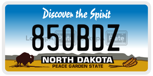 850BDZ  license plate in ND