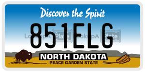 851ELG  license plate in ND
